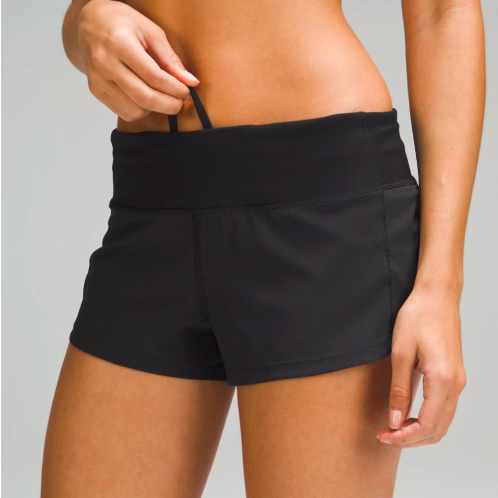 Lululemon - Black 4" Running Speed Up Mid-Rise Lined Shorts - Size 4